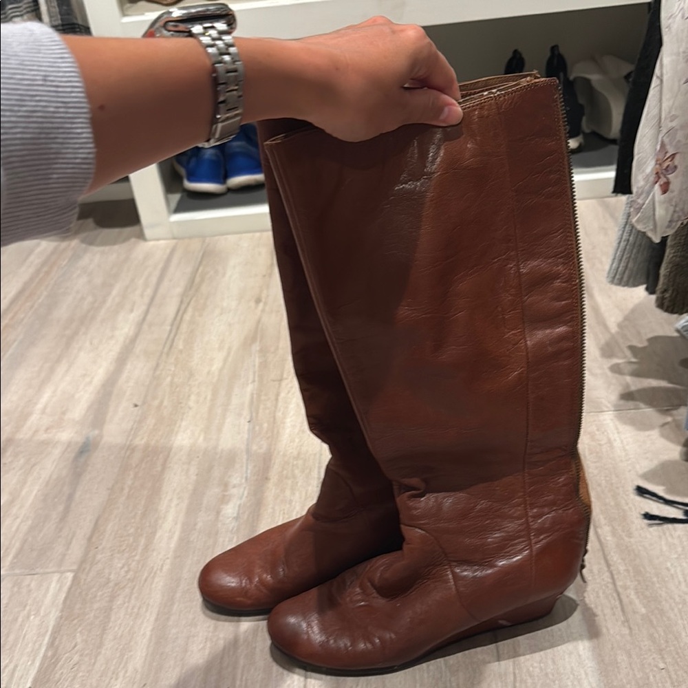 BP Brown Over the Knee Leather Boots